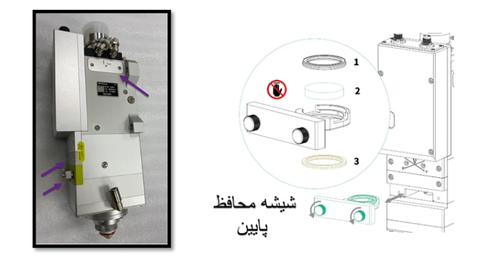 موقعیت شیشه‌ها در هد برش BM06K مورد 2