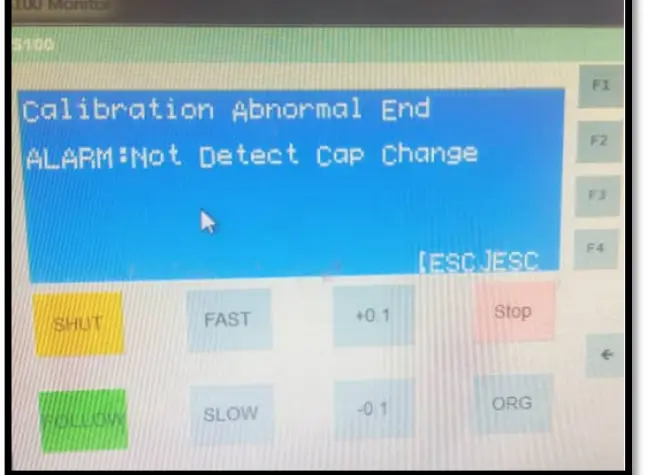 Capacitance diminished 10000 alarm